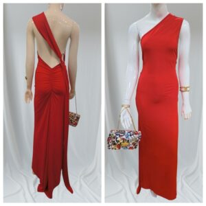 Vestido largo de un tirante rojo