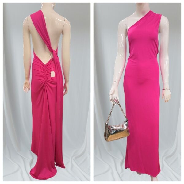 Vestido largo de tirante ancho fucsia
