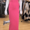 Vestido largo de tirante ancho fucsia
