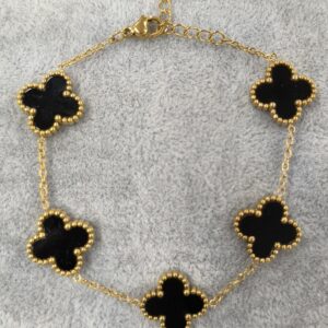 Pulsera cinco tréboles grandes negros