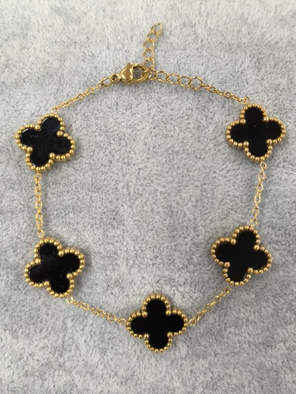 Pulsera cinco tréboles grandes negros