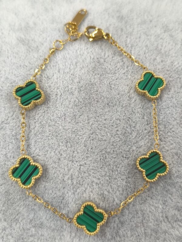 Pulsera cinco tréboles verde
