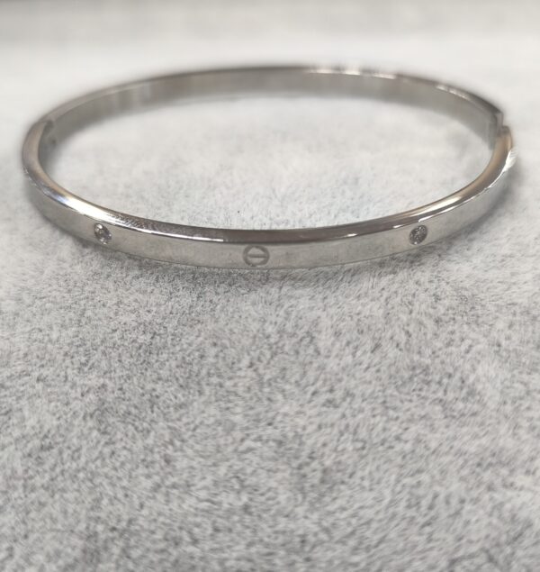 Pulsera plateada de arcos y brillantes 2mm