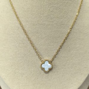Collar trébol pequeño blanco