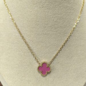 Collar trébol mediano rosa