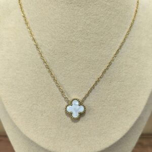 Collar trébol mediano blanco