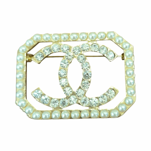 Broche perlas y brillantes