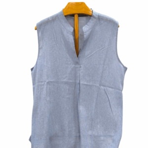 Blusa de lino sin mangas azul