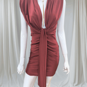 Vestido cascada granate