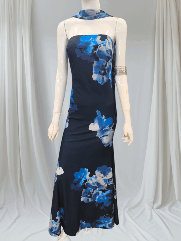 Vestido largo de flores azul