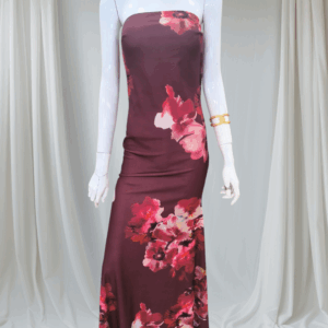 Vestido largo de flores burdeos