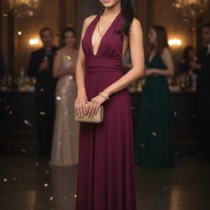 Vestido Halter Burdeos