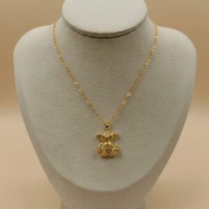 Collar oso geométrico dorado